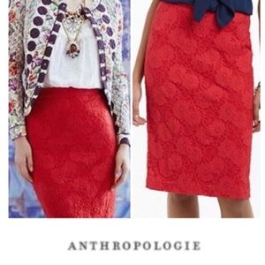 Anthropologie red lace pencil skirt. Maeve brand